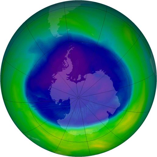 (OMI) Ozone destruction peaks in the Spring, as UV