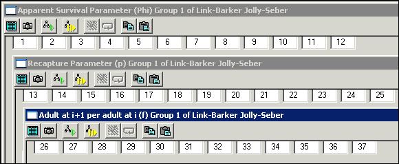 12.5.2. Link-Barker and Pradel-recruitment formulations 12-42 12.5.2. Link-Barker and Pradel-recruitment formulations Both the