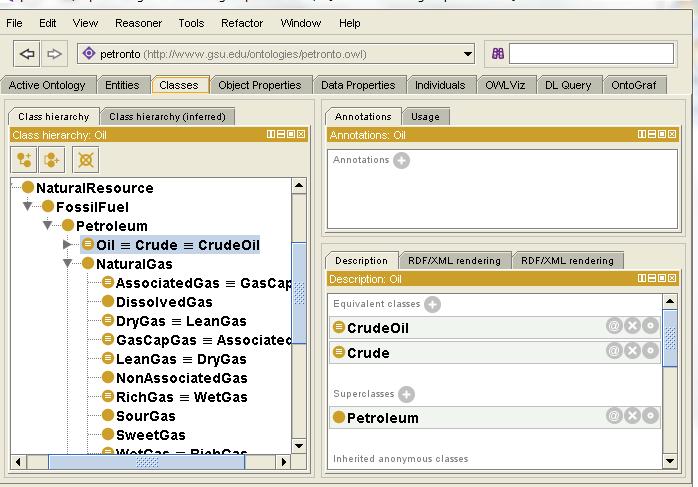 46 subclasses of Thing class. Figure 6.3 shows a screen shot of creating subclasses.