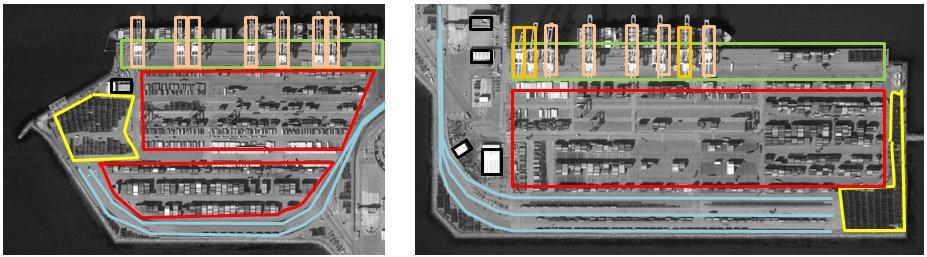 Figure 15: Two container terminals with different physical layouts, but the same functions.