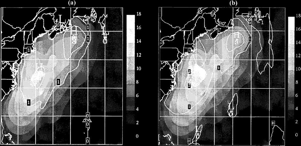 FEBRUARY 2000 LALBEHARRY ET AL. 407 FIG. 2. WAM model-generated SWH in meters based on wave-induced stress (left panel) and wave age (right panel) valid at 1200 UTC 14 March 1993.