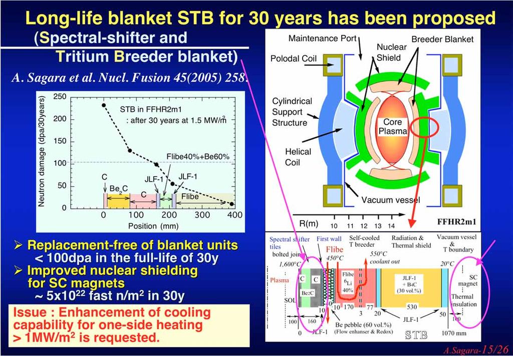 Long-life blanket STB for 30 years has been proposed (Spectral-shifter and Tritium Breeder blanket) A. Sagara et al. Nucl. Fusion 45(2005) 258.