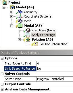 Analysis Type Select Modal from the