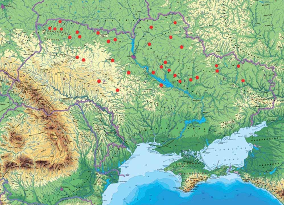 74 KUZEMKO A. / Ann. Bot. (Roma), 2011, 1: 73 80 Figure 1. Location of the transects (red points) in the Forest and Forest-Steppe zones of the plains of Ukraine.