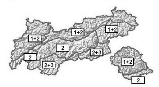 All maps are available in two different sizes on the Internet. Figure 4: Distribution of the total snow height in Tyrol 2.