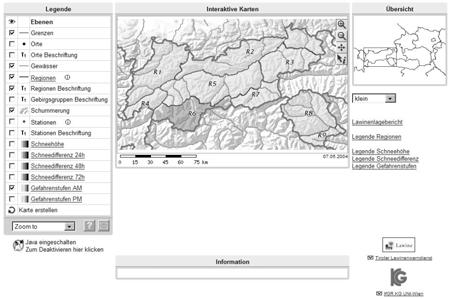 and observers. For a better insight we again refer to our webpage. Figure 9: Example of the interactive online application - can be viewed at www.lawine.at/tirol or www.avalanche.at/tirol 4.