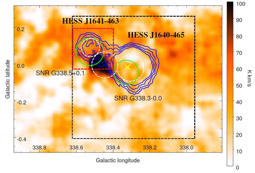 Mopra CO(1-0) -53 to -23 km/s dist ~ 11 kpc ISM studies by Lau etal 2016 (HESSJ1640 ISM Supan et al 2016)