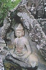 Nang Eusa s monument with bai-sema; leaf-shaped stones marking the boundaries of a