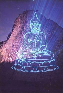Using laser technology to draw the Buddha image