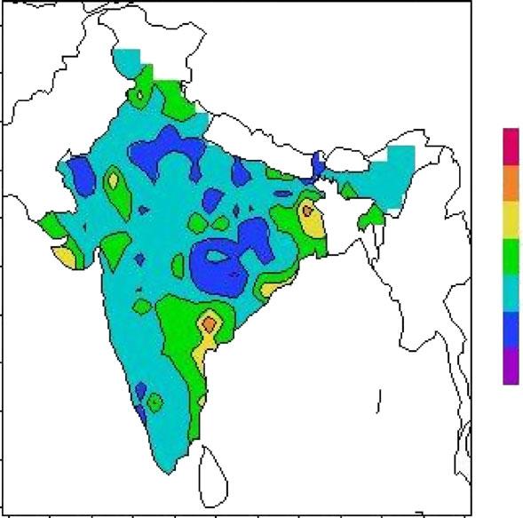 370 P Guhathakurta et al N N 15 5 0 5 Figure 9. Increase/decrease in one-day extreme rainfall (cm) in 0 years.
