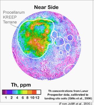 8 of 12 The region around the Imbrium and Procellarum areas of the Moon are characterized by large concentrations of thorium.
