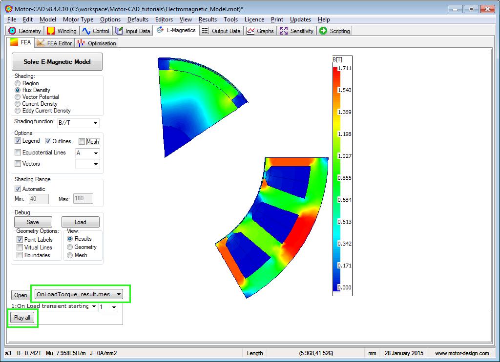 The finite element results can be played back using the