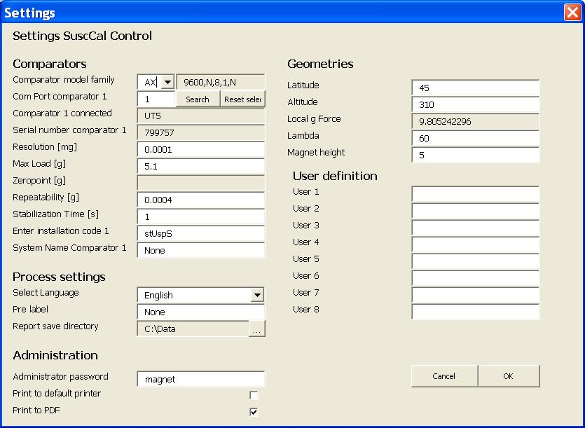 3.4. Settings overview Figure 5 Settings screen The settings is split in 4 sections - Comparator