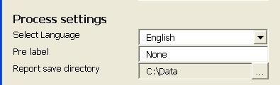 Figure 7 Process settings Select language Pre Label Select out of selectable languages. If the selected language is not available, please inquire with us.