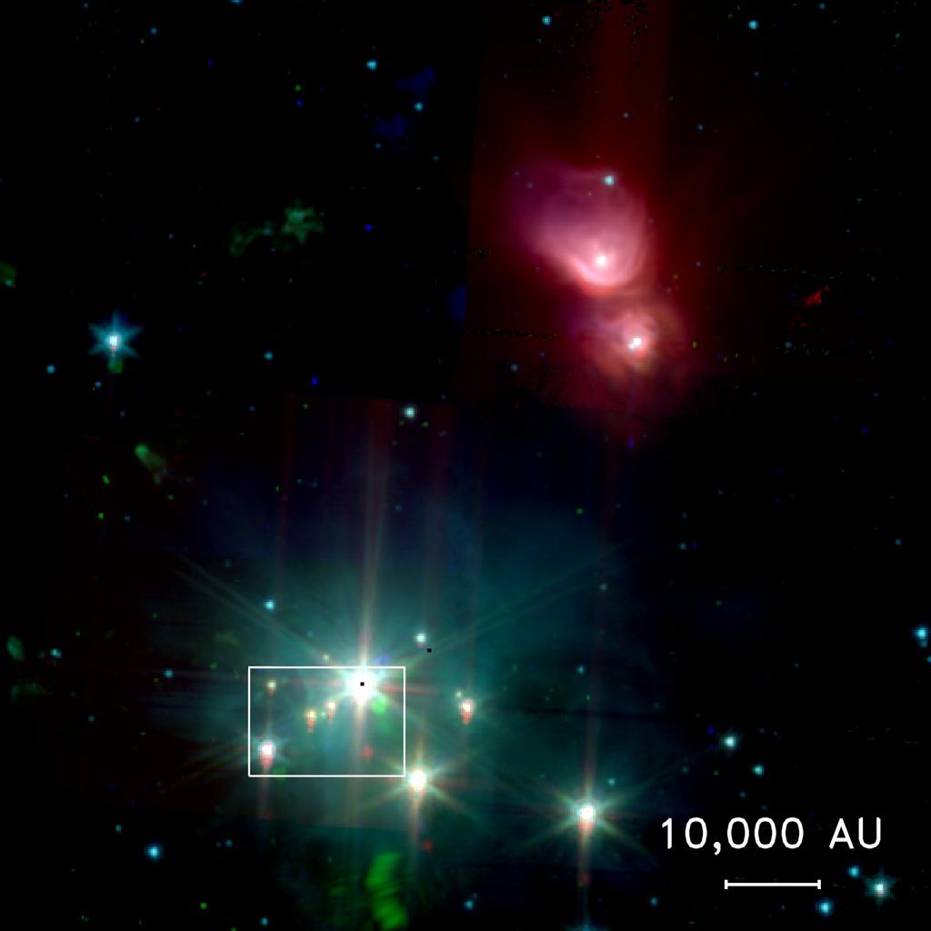 000 AU 1 ly R CrA cloud Spitzer: 3.6 µm, 4.5 µm, 8.