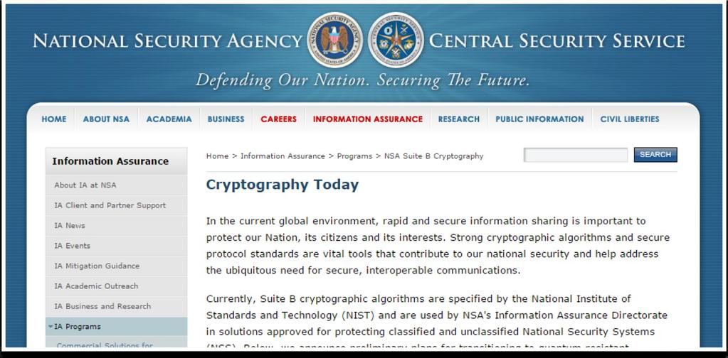 Key length -> NSA Advice IAD will initiate a transition to quantum resistant algorithms in the not too