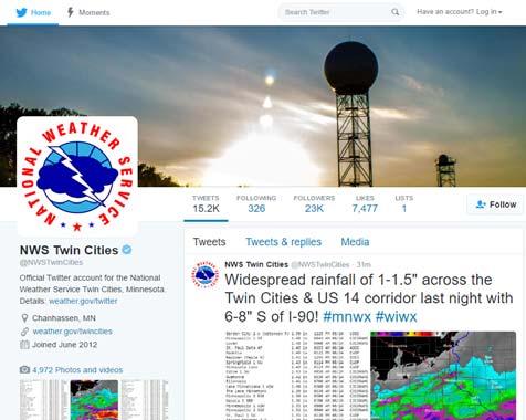 Follow Us on Twitter NWS Chat You can sign up for NWS Chat Must first request access via the website https://nwschat.weather.