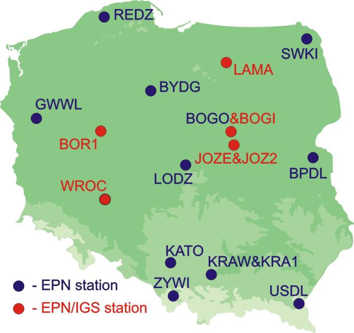 Operational work of permanent IGS/EUREF stations EPN stations in Poland Biala Podlaska (BPDL) Borowa Gora (BOGI) Borowa Gora (BOGO) Borowiec (BOR1) Bydgoszcz (BYDG) Gorzow Wielkopolski (GWWL)