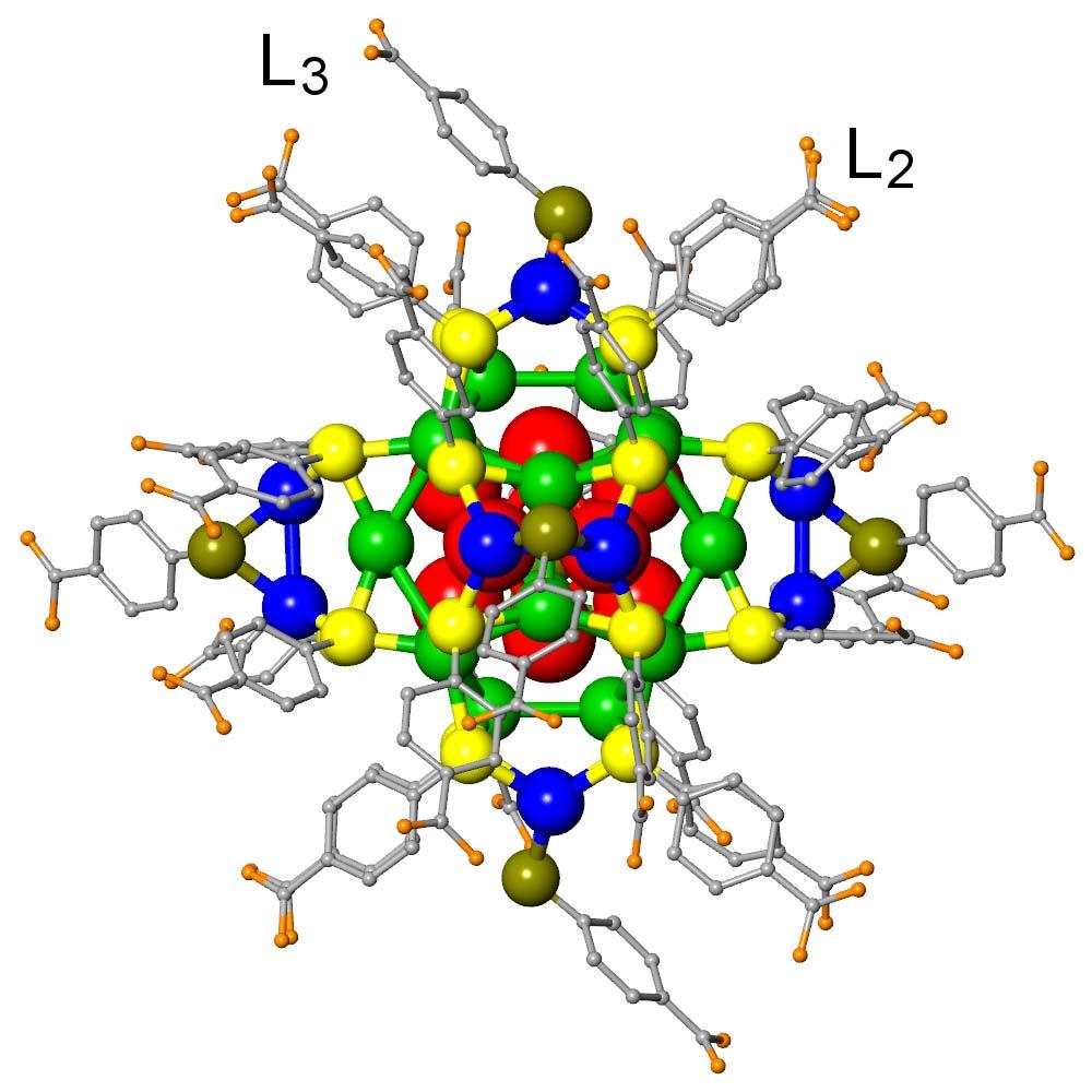 S.1 (a) Variations in the structure of the metal core of the Na 4 Ag 44 (p-mba) 30 nanoparticle, between the isolated monomer and when embedded in the nanoparticle superlattice Figure S1(a) Figure