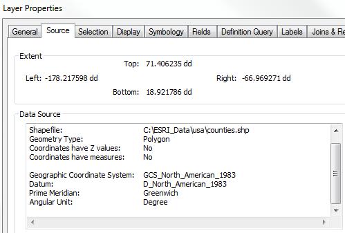 Coordinate Systems in ArcMap - when we add a layer to ArcMap, the coordinate system information for the data layer is displayed in the Layer Properties dialog