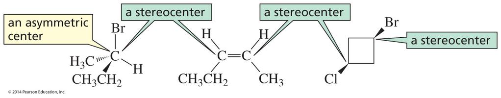 Asymmetric Center versus Stereocenter Asymmetric center: an atom a[ached to four different