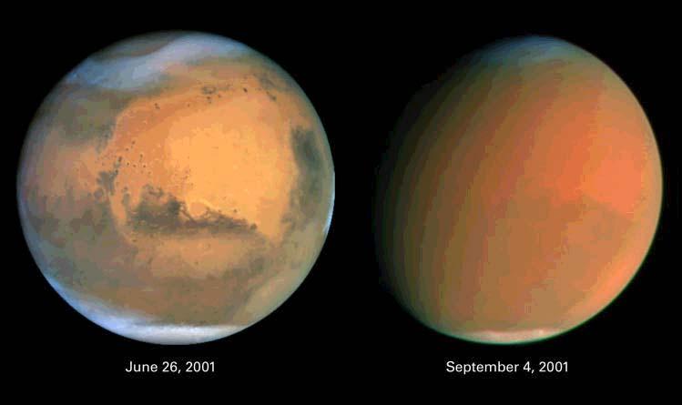 Dust Storms Mars seen by Hubble Space Telescope just over