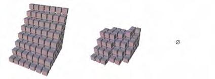 From left to right, three-dimensional projections of areas xx2x, xx3x, and xx4x. Each cube represents a rule characterized by an infinite growth.
