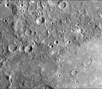 Mercury: Surface This picture shows cratering superposed on rough terrain adjacent to smooth and relatively crater