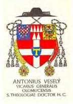 V takejto podobe bol stvárnený aj v pečiatke konzistória arcidiecézy. Erb Mons. Antonína Veselého (obr. 225) Hoci erb bol vytvorený pre A. Veselého ako generálneho vikára Olomouckej arcidiecézy, Mons.