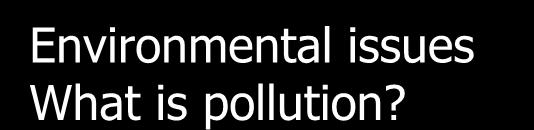 Environmental issues What is pollution?