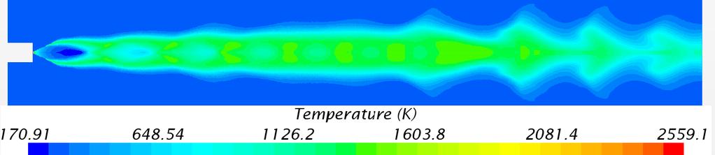 Figure 4.3- Freestream Temperature Plot 4.2 Comparison With Theoretical Results The CFD free stream case was compared to the TDK results to ensure the values obtained were in an acceptable range.
