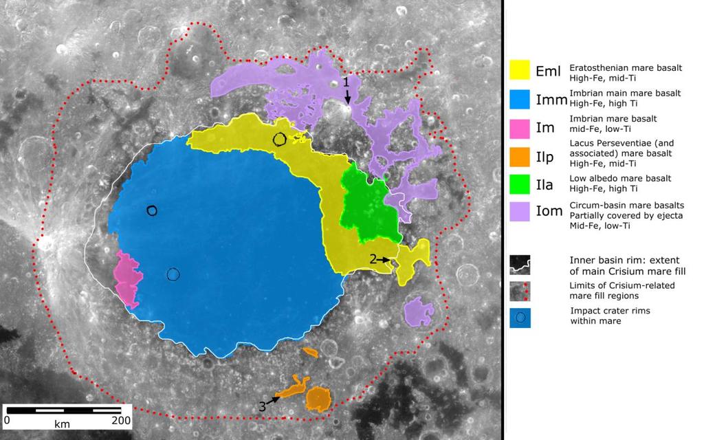 2011 Intern Conference 27 Fig. 3 Geologic units in and around Mare Crisium. Basemap is Clementine 750 nm reflectance. North is towards the top. Spectra from Fig.
