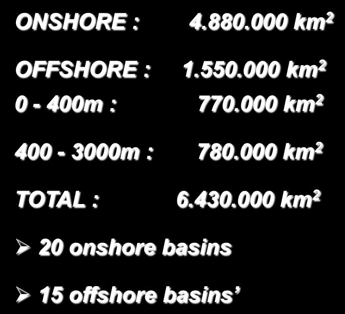 Brazil: Sedimentary Basins ONSHORE : 4.880.