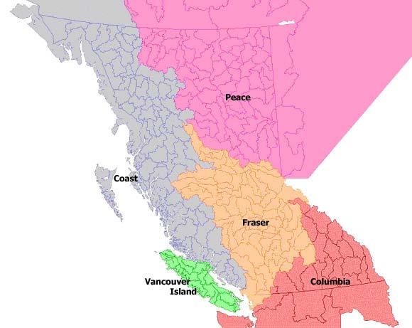 3 DATA SPECIFICATIOS 3.1 DATA EXTETS The data provided in Freshwater Atlas Version includes data within British Columbia for all regions.
