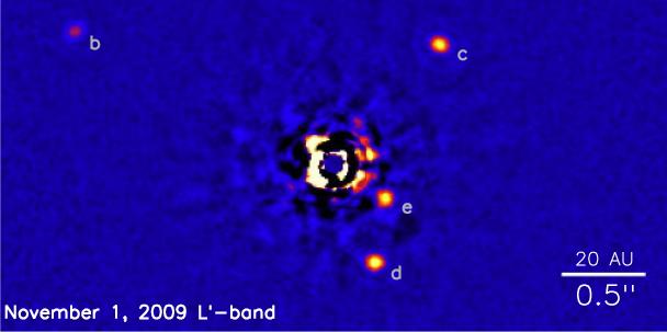 Direct imaging of outer planetary systems Four 5-13M jup planets imaged 14-68au around 60Myr A star