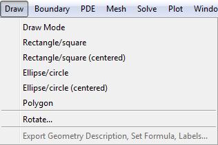 Draw Menu Draw Menu Draw Mode Rectangle/square Rectangle/square (centered) Ellipse/circle Enter draw mode. Draw a rectangle/square starting at a corner.