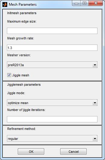 Mesh Menu Parameters Parameters opens a dialog box containing mesh generation