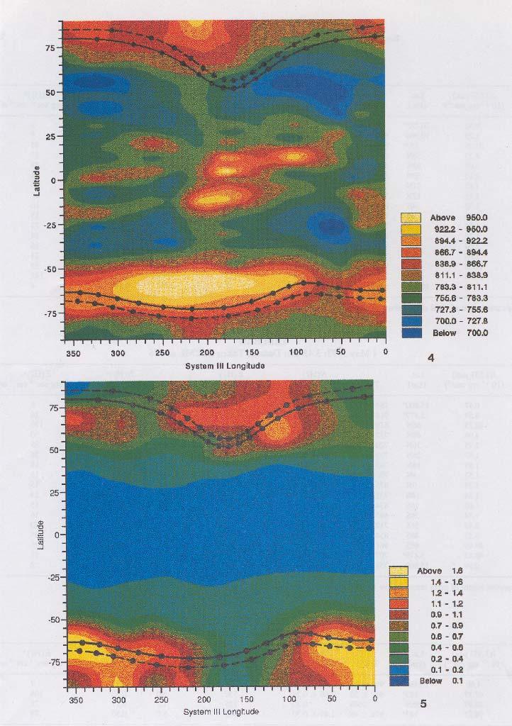 9 Jupiter s Upper Atmosphere 11 Figure 9.8. Temperature and H + 3 column density maps derived from spectral mapping of Jupiter.