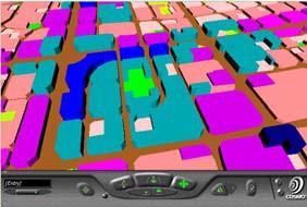 In this model, the different colors represent the regulated building height of each block. Figure 4 Volumetric model of the Inner City of Beijing in VRML format.