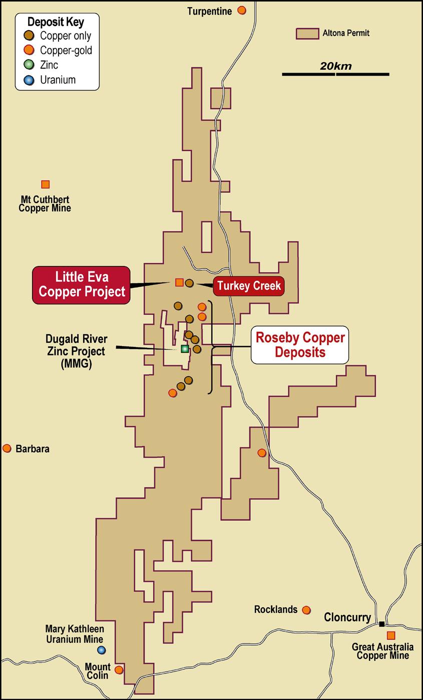 Figure 2: Copper deposits in the central portion of the