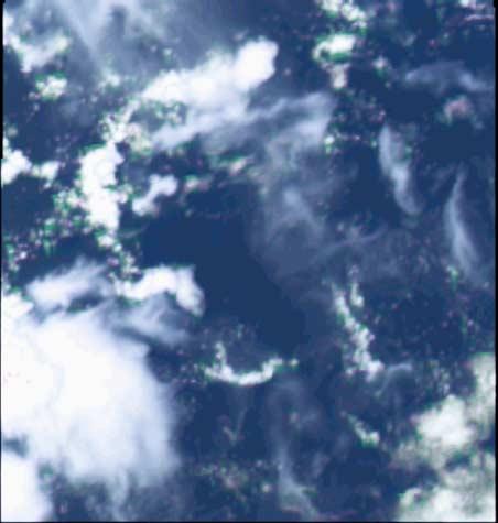 Figure 1. Aqua MODIS imagery created from 500 m resolution visible channels. Data were collected on 30 July 2006 east of the Yucatan Peninsula.