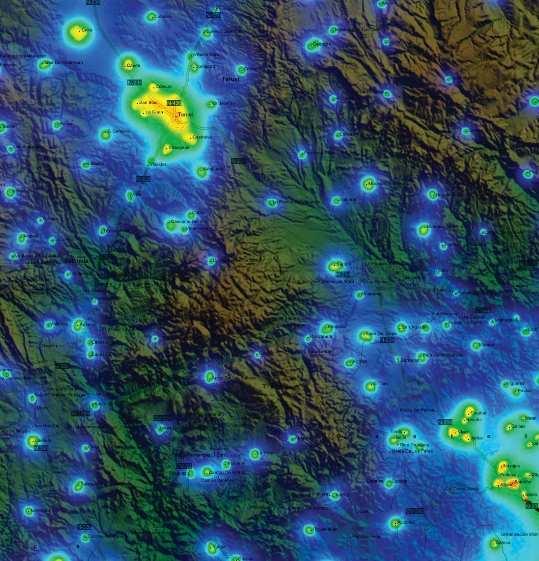14 CHAPTER 1. THE SITE AND THE PROPOSED TELESCOPE Figure 1.5: Image of the area of Javalambre with the artificial light contamination contours. The Sierra de Javalambre is at the center.