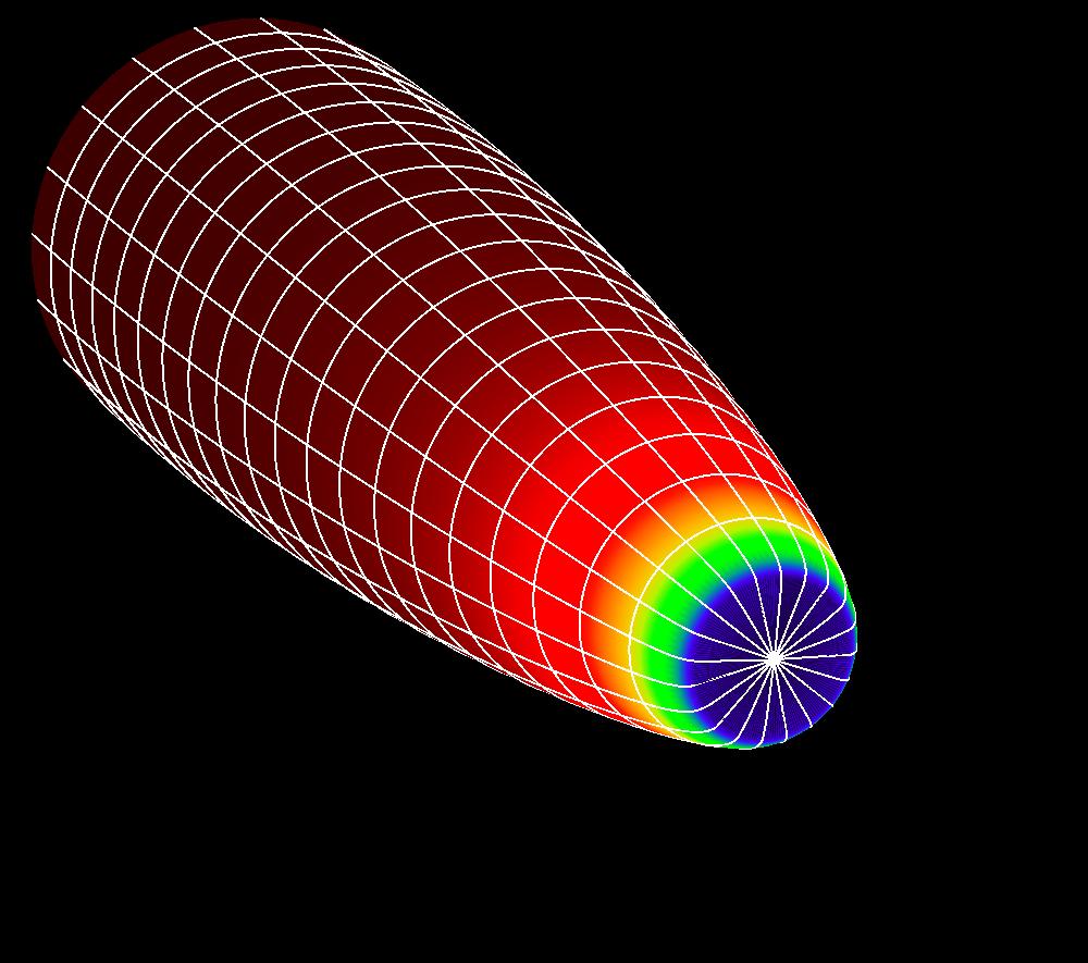 Space-time structure of the light bullet Intensity 100
