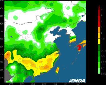 5 DAY FORECAST: Rains should favor southern and western Yangtze Valley and south central Northeast China this week.
