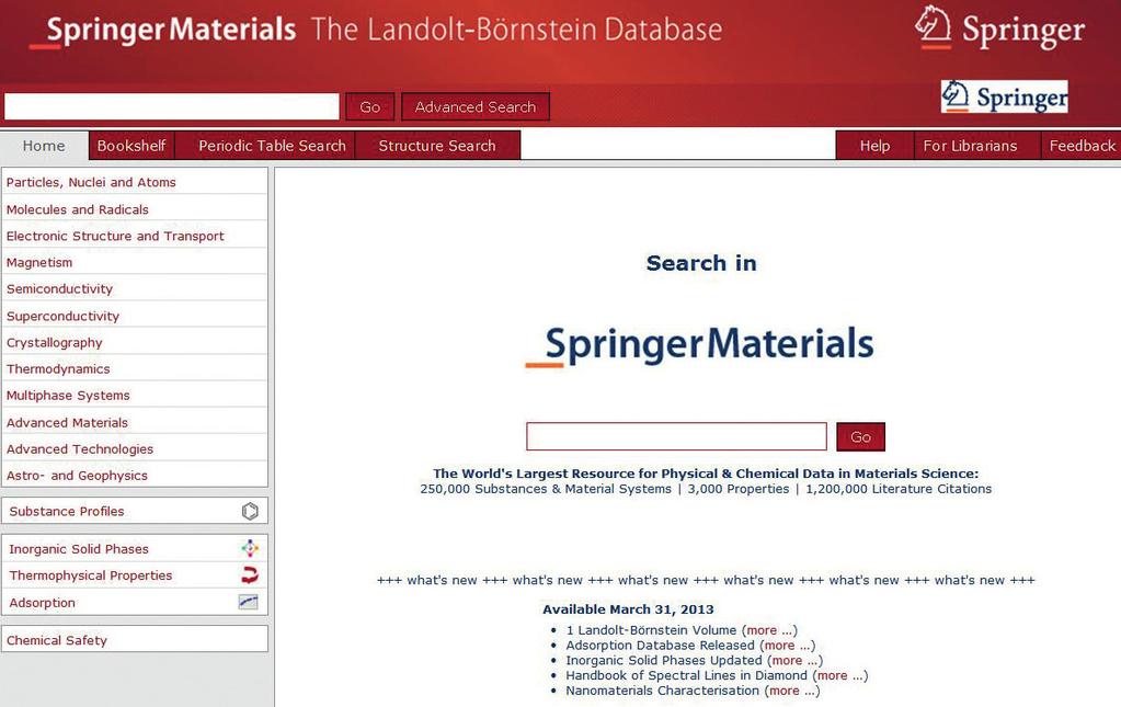 The world s largest resource for physical and chemical data in Materials Science The Adsorption Database SpringerMaterials contains the new and unique adsorption database, with over 2000 isotherms of