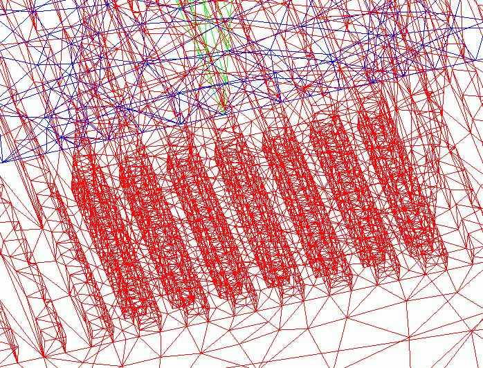For better seeing the mesh the zone under one pole was zoomed out. Fig. 7. The generated 3D mesh Several working regimes were simulated using the built-up model of the modular linear motor.