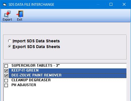 SDS Interchange Safety Data Information can be exchanged with other TRIMS users by means of the SDS Data File Interchange program.