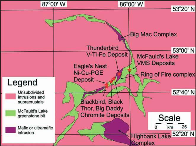 special topic first break volume 34, April 2016 Figure 1 Geological sketch map with known mineralization in the Ring of Fire region (from Mungall et al., 2010).