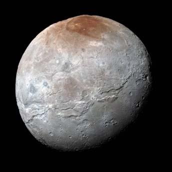 Charon s Surface This is a high-resolution enhanced color view of Charon. The colors are processed to best highlight the variation of surface properties.