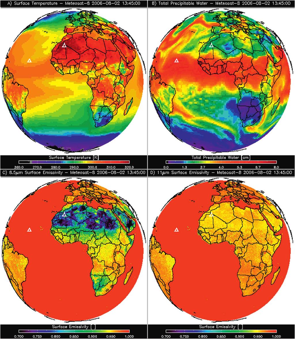 2000 JOURNAL OF APPLIED METEOROLOGY AND CLIMATOLOGY VOLUME 49 FIG. 4. (a Surface temperature (K, (b total precipitable water (cm, (c 8.